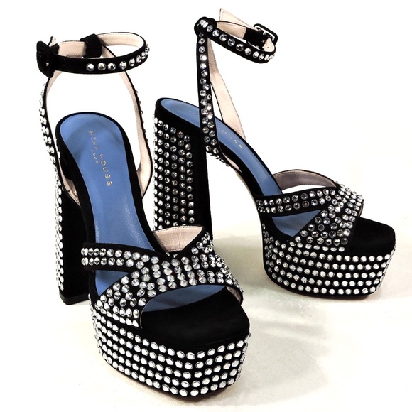 HILL HOUSE 🇮🇹 WOMEN'S BLACK SUEDE PLATFORM PARTY SANDALS
